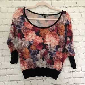 Floral scoop neck top with vintage vibe